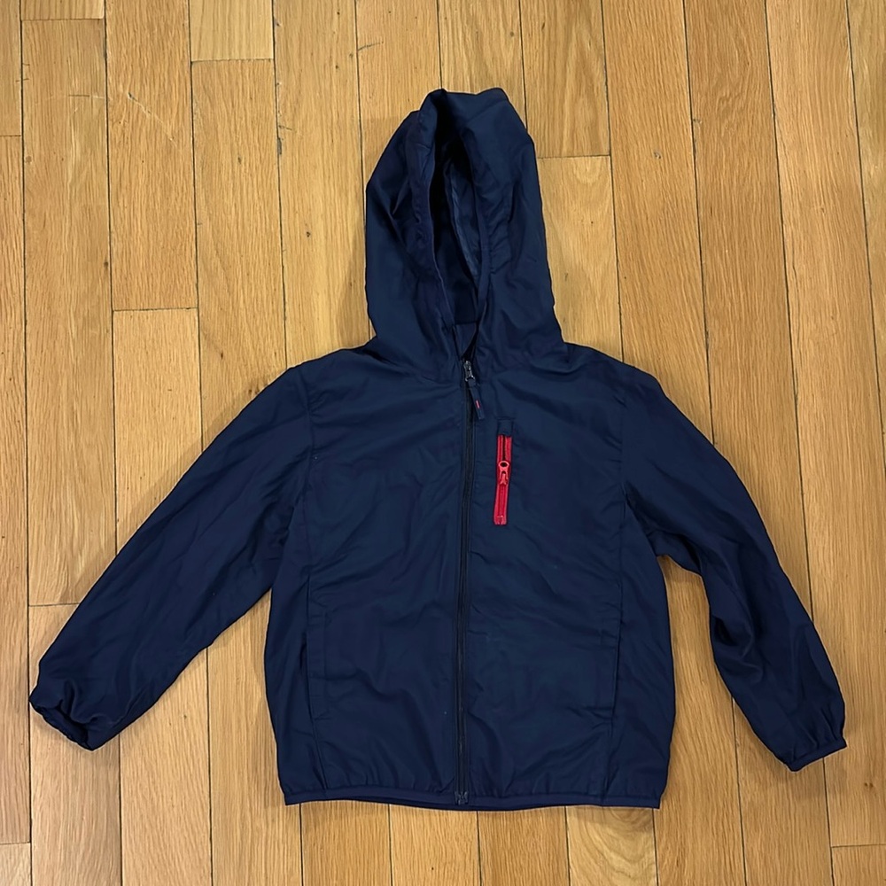 Uniqlo Kids Boys Navy Blue Packable Parka Hooded Jacket Size 110 3-4Yr